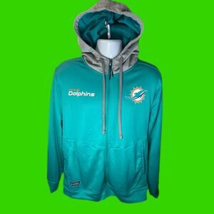 Men's Aqua Miami Dolphins Replay Fashion Graphic Full-Zip Hoodie Jacket Large